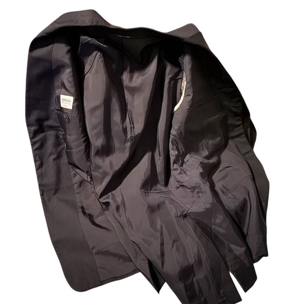 Armani Collezioni Men's Black Striped Wool Blazer Jacket 44r Formal - Picture 9 of 9